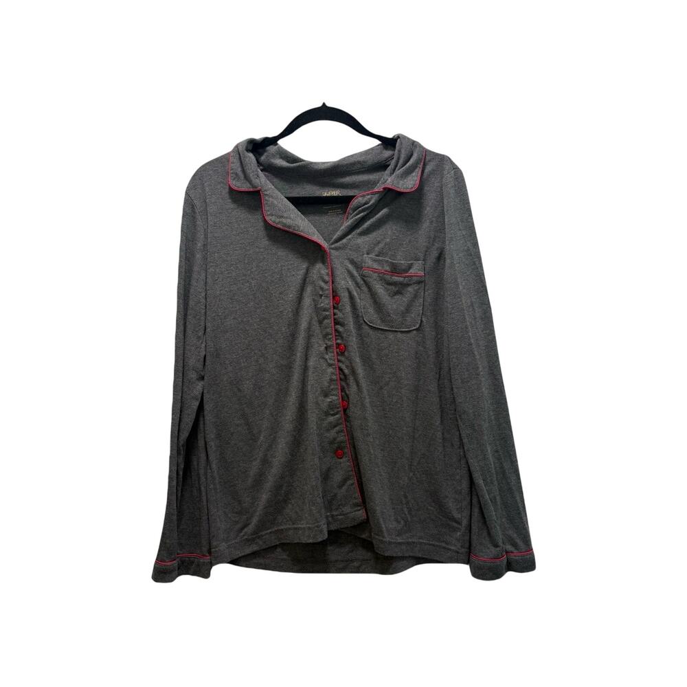 Gilligan & O'Malley Womens‎ Pajama Top Size M Gray Button Sleep Shirt Pocket